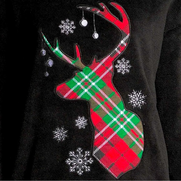 HOLIDAY TIME Christmas Reindeer PlushCrewneck Sweatshirt Sz XL 15-17 - Picture 4 of 8